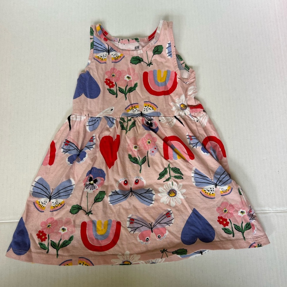 H&M Colorful Kids Dress with Butterfly and Heart Print